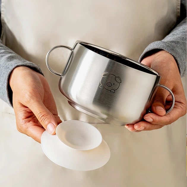 Детская миска COOKSS из стали 316 на присоске с ручками - изображение 4