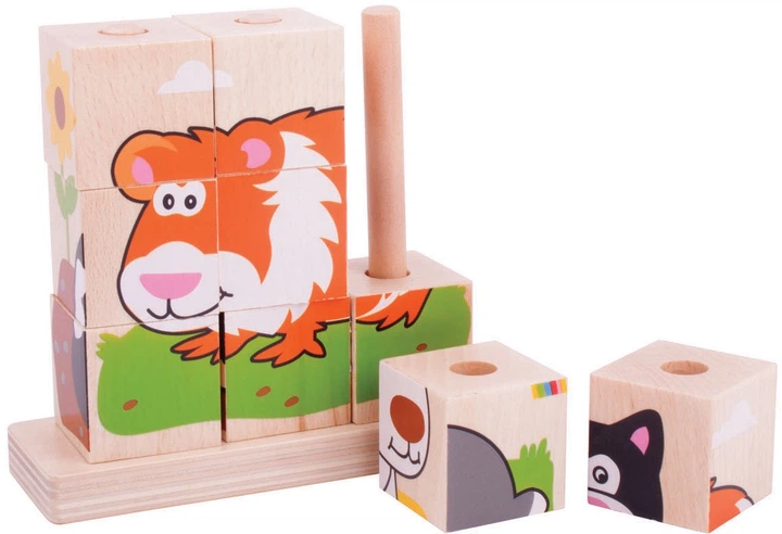 Układanka drewniana Bigjigs Toys Pets 10 elementów BB104 (691621531044) - obraz 2