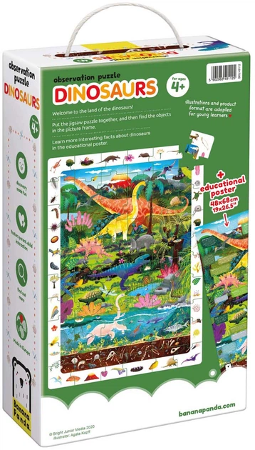 Puzzle Banana Panda Seek and See Dinosaurs z plakatem 60 elementów 49112 (5902983491125) - obraz 3