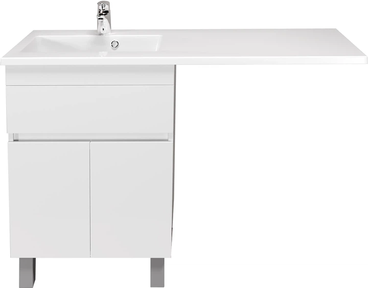 Тумба напольная Мойдодыр City White-60 с умывальником Adam 120 L с крылом справа над стиральной машиной - изображение 4
