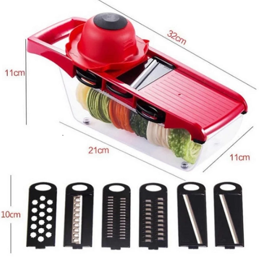 Овочерізка - мультислайсер Mandoline Slicer 6 in 1 · Тертка – шатківниця для овочів та фруктів з контейнером 52789/10 - Фото 3 Овочерізка - мультислайсер Mandoline Slicer 6 in 1 · Тертка – шатківниця для овочів та фруктів з контейнером 52789/10 - зображення 3