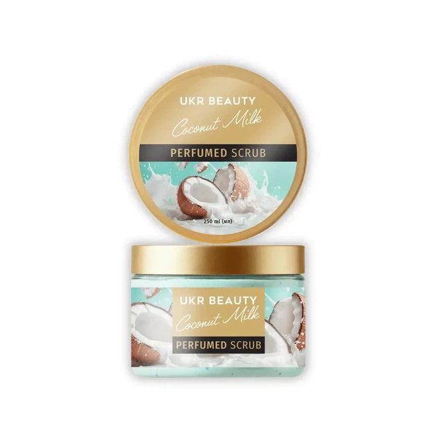 Скраб для тіла парфумований UKR BEAUTY Coconut Milk (Кокосове молоко), 250 мл - Фото 1 Скраб для тіла парфумований UKR BEAUTY Coconut Milk (Кокосове молоко), 250 мл - зображення 1