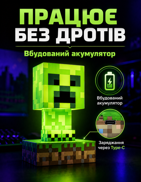 Светильник майнкрафт детский ночник в стиле Minecraft - изображение 2