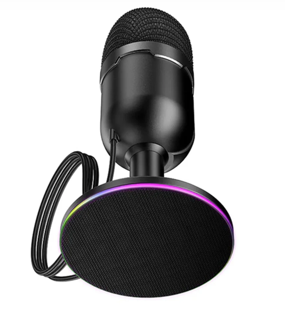 Настольный микрофон Hoco Bright USB L25 конденсаторный RGB подсветка для стрима и записи - Фото 4 Настольный микрофон Hoco Bright USB L25 конденсаторный RGB подсветка для стрима и записи - изображение 4