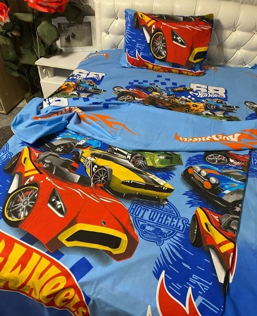 Постільна білизна бязь Хот Вілз Hot Wheels 150х215 см (70х70 наволочки) EG7977D - Фото 5 Постільна білизна бязь Хот Вілз Hot Wheels 150х215 см (70х70 наволочки) EG7977D - зображення 5