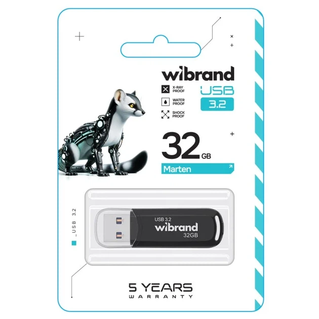Флеш-накопитель USB 3.2 Gen1 Wibrand Marten 32GB черный - Фото 2 Флеш-накопитель USB 3.2 Gen1 Wibrand Marten 32GB черный - изображение 2