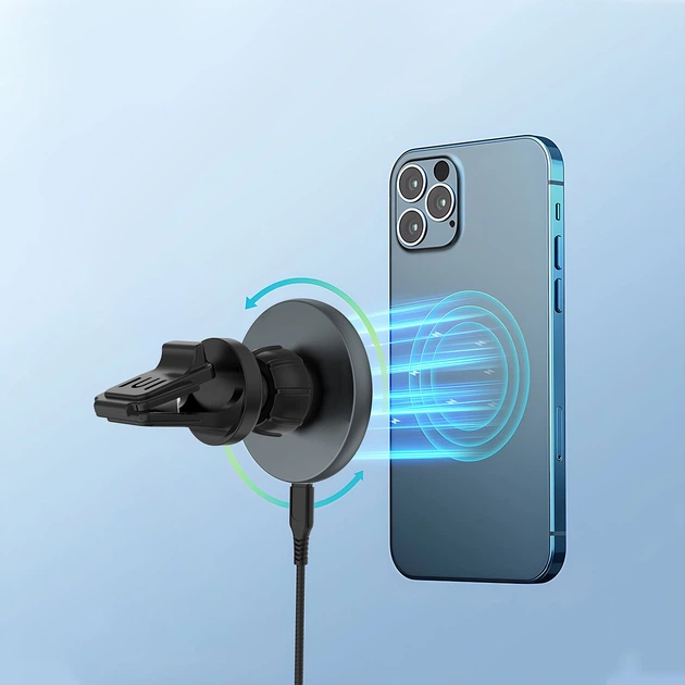 Uchwyt samochodowy na telefon 4smarts Qi2 Charging Puck Grey (4252011911561) - obraz 5