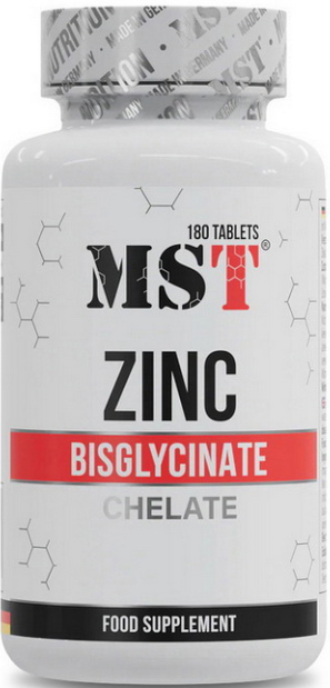 Цинк бісгліцинат хелат MST Zinc Bisglycinate Chelate 25 мг 180 таблеток - Фото 1 Цинк бісгліцинат хелат MST Zinc Bisglycinate Chelate 25 мг 180 таблеток - зображення 1
