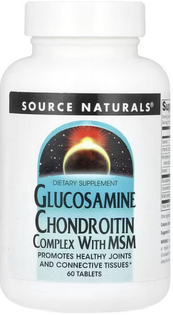 Глюкозамин и хондроитин Source Naturals Glucosamine Chondroitin Complex with MSM 60 таблеток - Фото 1 Глюкозамин и хондроитин Source Naturals Glucosamine Chondroitin Complex with MSM 60 таблеток - изображение 1