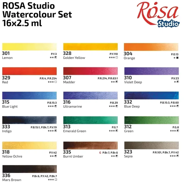 Набор акварельных красок Rosa Studio Plein Air в кюветах 16 х 2.5 мл (4823098547525) - изображение 2