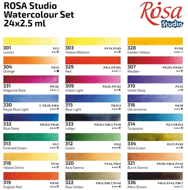 Набор акварельных красок Rosa Studio Plein Air в кюветах 24 х 2.5 мл (4823098547532) - изображение 2