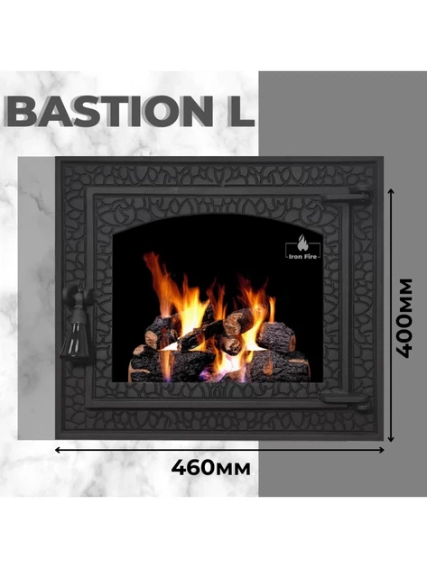 Дверцята для каміна Iron Fire BASTION L 460x400 мм - Фото 2 Дверцята для каміна Iron Fire BASTION L 460x400 мм - зображення 2