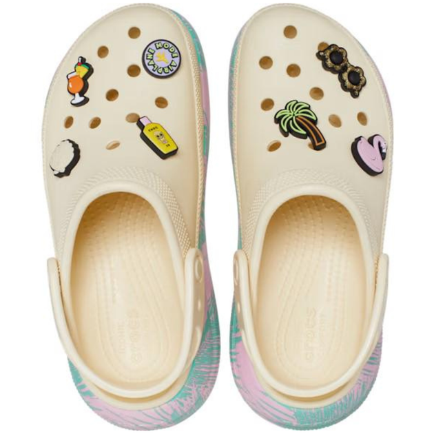 Сабо на высокой платформе Crocs Classic Crush Clog 38-39 р 24.3-24.8 см Бежевые с принтом 207521-M6/W8 Spring Break Vanilla/Multi - изображение 4