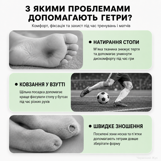 Футбольные гетры подростковые для тренировок и матчей, спортивные гетры для футбола с усиленной стопой, носком и пяткой (черный, р-р 34-38) - изображение 4