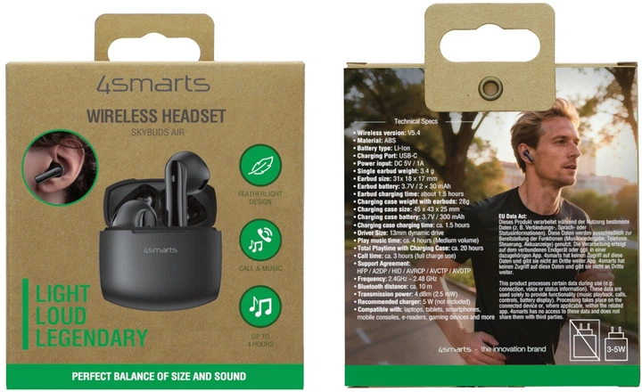 Навушники 4smarts SkyBuds Air Black (4252011913275) - зображення 10