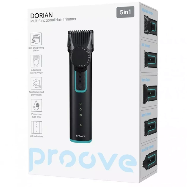Триммер для бороды головы уха и носа, универсальный триммер Proove Dorian 5in1 - изображение 10
