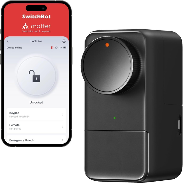 Розумний замок SwitchBot Smart Lock Pro: бездротовий дверний смарт-замок з підтримкою Matter, Apple HomeKit та Alexa - Фото 2 Розумний замок SwitchBot Smart Lock Pro: бездротовий дверний смарт-замок з підтримкою Matter, Apple HomeKit та Alexa - зображення 2