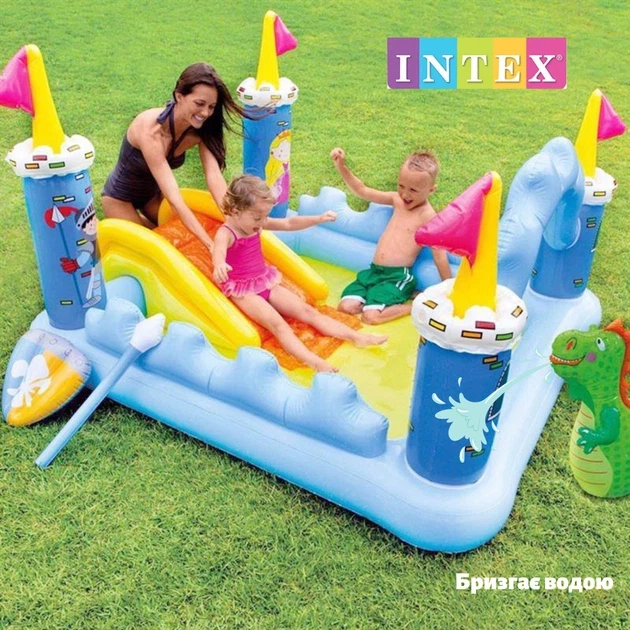 Дитячий надувний басейн із гірками та грушками Intex 57138 "Замок" - зображення 2
