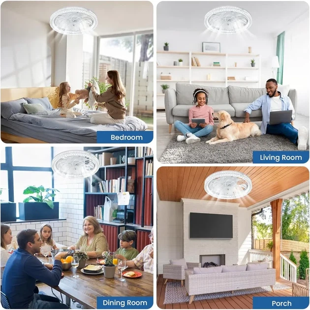LED лампа с вентилятором AY1035 E27 2в1 • Потолочная светодиодная лампа-вентилятор для дома и дачи - изображение 2