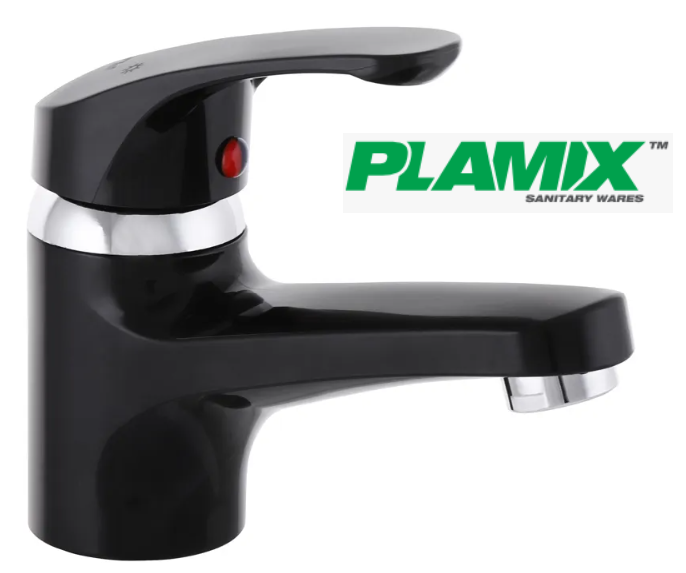 Змішувач для раковини з пластику Plamix чорний пластиковий кран для умивальника чорного кольору стильний (0563) - зображення 2