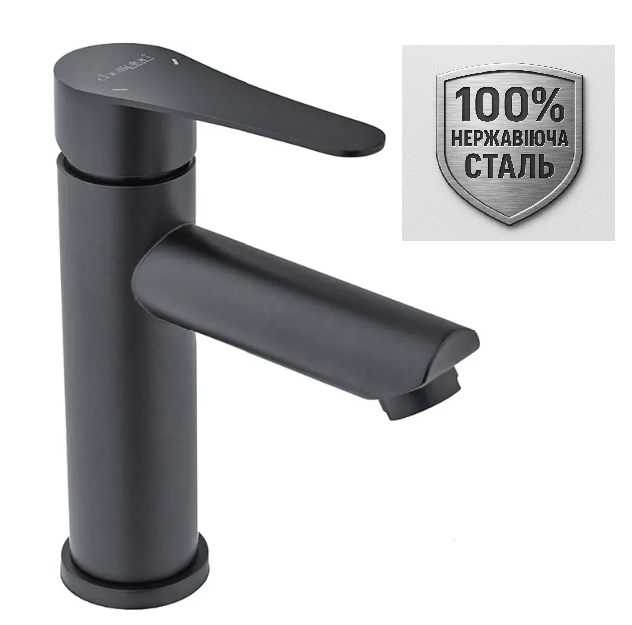Смеситель для раковины Champion черный матовый стильный кран для умывальника черного цвета литой для рукомойника (6161) - изображение 2