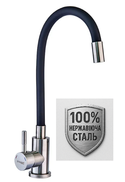 Смеситель для кухни Champion с гибким изливом черного цвета матовый гибкий кран в мойку черный с гибким носиком (0332) - изображение 2