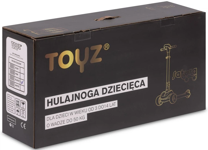 Дитячий самокат Toyz Satura триколісний Чорний TOYZ-0432 (5903076321657) - зображення 9