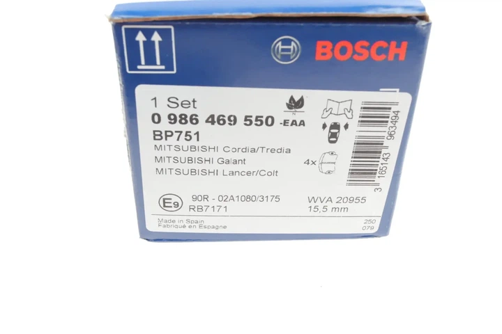 Комплект гальмівних колодок BOSCH 0986469550 Mitsubishi Lancer, Galant, Colt AY040MT001, MB277192, MB277193 - изображение 6