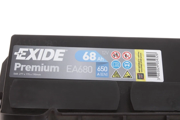 Акумулятори EXIDE EA680 Opel Astra, Vectra, Frontera, Kadett; Jaguar XJ; Toyota Corolla, Carina, Celica, Camry; Peugeot Boxer, 806, 306; Fiat Ducato; Renault Trafic; Hyundai Lantra - зображення 2