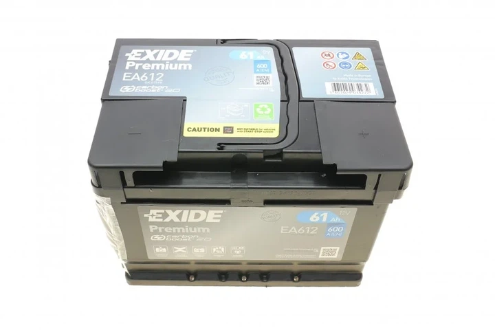Акумулятор EXIDE EA612 Volkswagen Passat; Hyundai Accent; Ford Transit, Mondeo, Fiesta; Nissan Leaf, Almera; Opel Combo, Zafira, Vectra, Omega, Astra; Porsche 911; Audi 80, 100 KE24150D01NY, KE24155D01NY, 1672940 - изображение 6