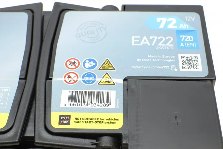 Акумулятор EXIDE EA722 Opel Astra, Vectra, Omega, CORSA, Zafira; Ford Transit, Fiesta, Mondeo, Scorpio, Focus, Galaxy; Renault Laguna; Audi 100, A6; Jaguar XJ 1201104, 1201106, 1201213 - изображение 5