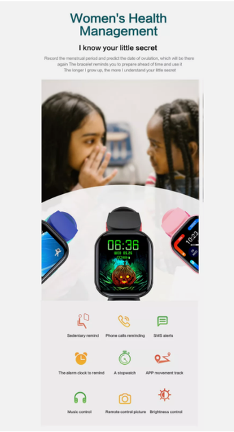 Дитячий смарт-годинник Bluetooth Call SMS Reminder H99 IP68 Водонепроникний фітнес-годинник (my-3025) - зображення 3
