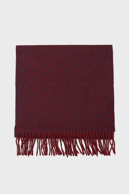 Чоловічий бордовий вовняний шарф з візерунком G PATTERN Gant OS 9920206 - Фото 2 Чоловічий бордовий вовняний шарф з візерунком G PATTERN Gant OS 9920206 - изображение 2