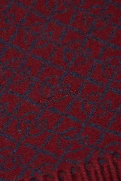 Чоловічий бордовий вовняний шарф з візерунком G PATTERN Gant OS 9920206 - Фото 3 Чоловічий бордовий вовняний шарф з візерунком G PATTERN Gant OS 9920206 - изображение 3