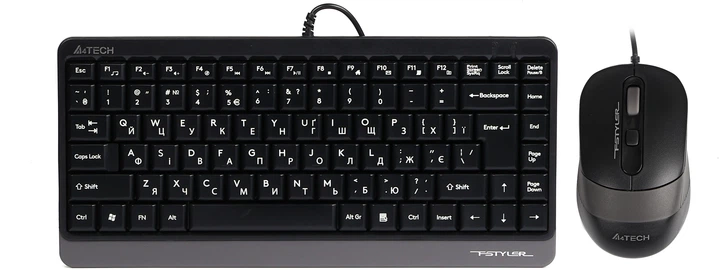 Клавиатура и мышь A4Tech Fstyler F1110 Grey, проводной набор, USB интерфейс - изображение 2
