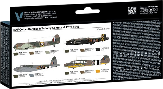 Набір акрилових фарб Vallejo Model Air - Air War - RAF Colors - Bomber and Training Air Command 1939-1945 8 шт x 18 мл (8429551711456) - зображення 2