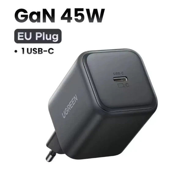 Зарядное устройство UGREEN 45W GaN, USB Type-C (PD 3.0 / PPS / QC 3.0) зарядка - Фото 2 Зарядное устройство UGREEN 45W GaN, USB Type-C (PD 3.0 / PPS / QC 3.0) зарядка - изображение 2