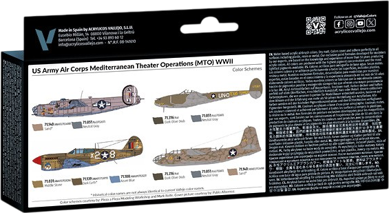 Zestaw farb akrylowych Vallejo Model Air - Wojna powietrzna - Korpus lotniczy armii USA – MTO II wojna światowa 8 szt x 18 ml (8429551711838) - obraz 2