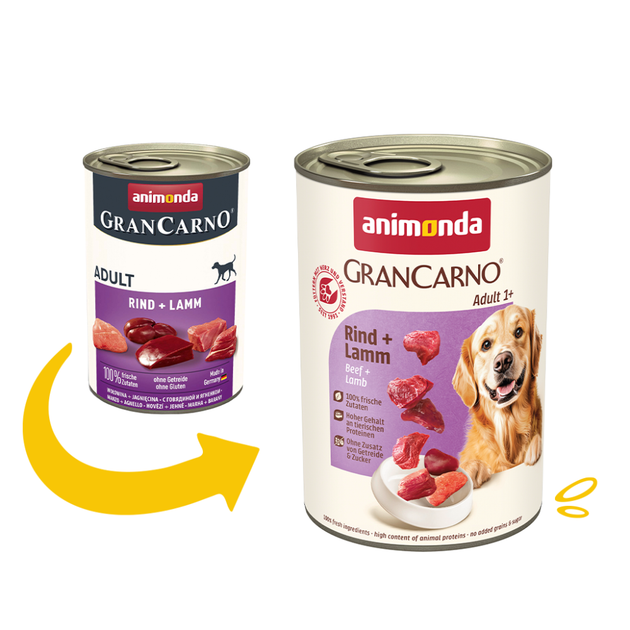 Влажный корм для собак с говядиной и ягненком Animonda GranCarno Adult Beef + Lamb 400 г - Фото 2 Влажный корм для собак с говядиной и ягненком Animonda GranCarno Adult Beef + Lamb 400 г - изображение 2