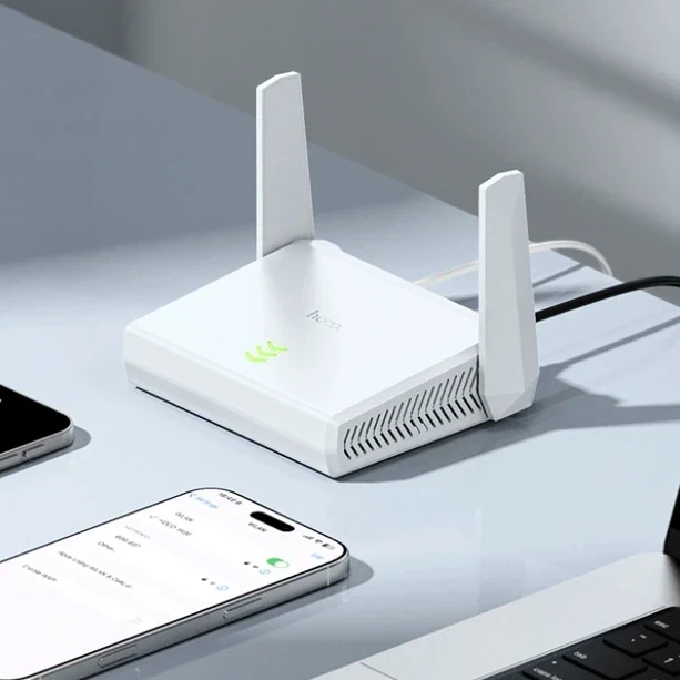 Адаптер WiFi роутер Hoco HI36 3000 Mbps 2.4 GHz білий для дому та офісу з антеною 5dBi - Фото 8 Адаптер WiFi роутер Hoco HI36 3000 Mbps 2.4 GHz білий для дому та офісу з антеною 5dBi - зображення 8