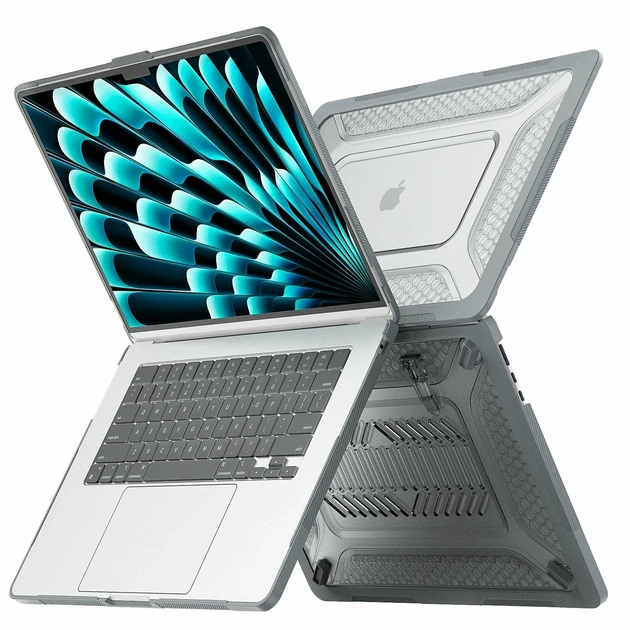 Накладка TPU PC Hex Shield для MacBook Pro 16 дюймів 2024 2023 2021 сірий - зображення 3