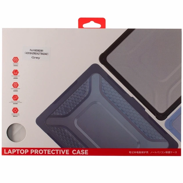 Накладка TPU PC Hex Shield для MacBook Pro 14 дюймов черная защита от ударов и царапин - Фото 2 Накладка TPU PC Hex Shield для MacBook Pro 14 дюймов черная защита от ударов и царапин - изображение 2