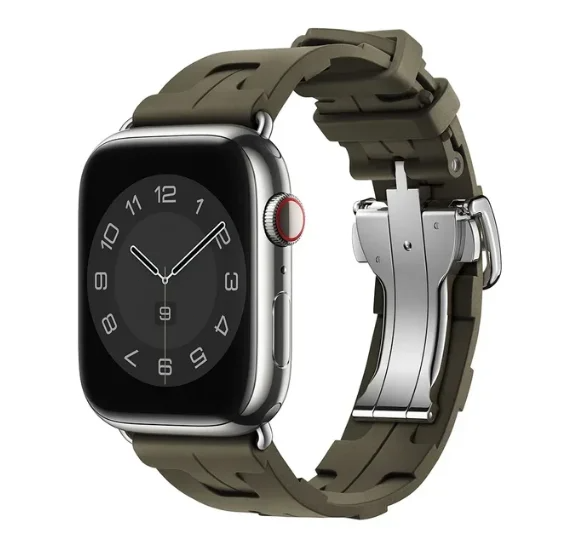 Ремінець для Apple Watch Hermes 38 40 41 мм силікон Official Khaki із застібкою пряжка - зображення 3