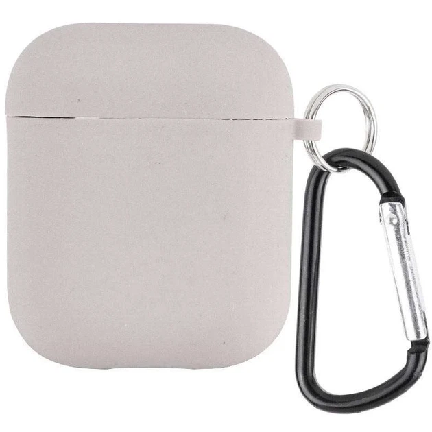 Футляр силіконовий з карабіном для Airpods 1 2 колір 10.Stone захисний легкий еластичний - зображення 4