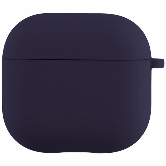 Силіконовий футляр з мікрофіброю для AirPods 3 колір темно-синій з карабіном - Фото 1 Силіконовий футляр з мікрофіброю для AirPods 3 колір темно-синій з карабіном - зображення 1