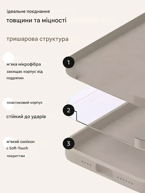 Чохол силіконовий Full Cover для iPhone 16 захист камери з м'яким покриттям колір камінь - Фото 6 Чохол силіконовий Full Cover для iPhone 16 захист камери з м'яким покриттям колір камінь - зображення 6