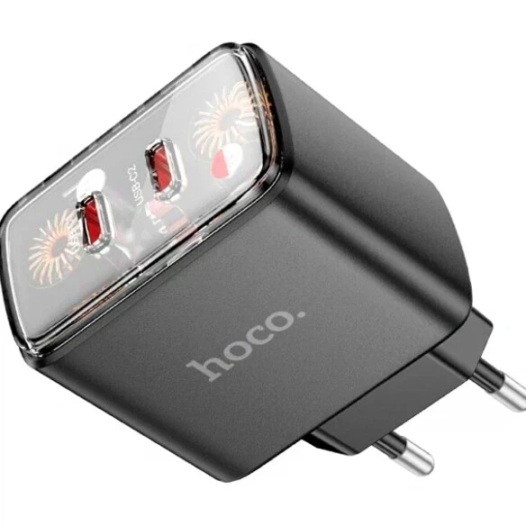 Зарядний пристрій Hoco CS43A 45Вт 2 порти USB Type-C чорне для швидкого заряджання пристроїв - зображення 3