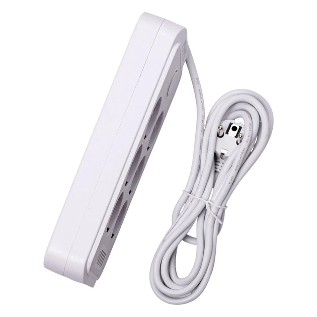 Мережевий фільтр подовжувач 6 розеток 4 USB 1 Type-C 3 м 2500 Вт білий термостійкий ABS F06U - зображення 7