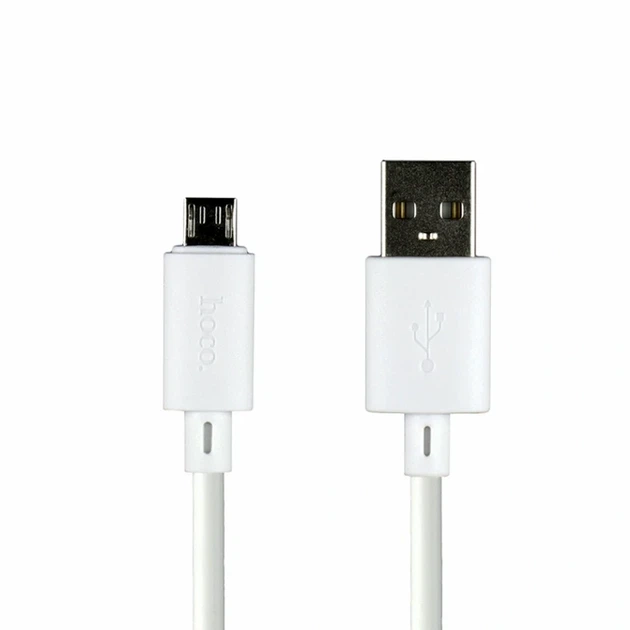 Кабель USB Micro 2.4A 1м для зарядки и синхронизации белый Hoco X88 Gratified пластик металл - Фото 1 Кабель USB Micro 2.4A 1м для зарядки и синхронизации белый Hoco X88 Gratified пластик металл - изображение 1