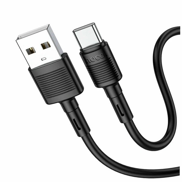 Кабель USB Type-C Hoco X83 1м 3А чорний для заряджання та передачі даних з PVC із захистом від зламів - Фото 1 Кабель USB Type-C Hoco X83 1м 3А чорний для заряджання та передачі даних з PVC із захистом від зламів - зображення 1